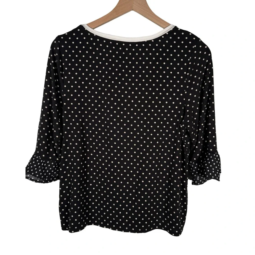 Kate‎ Spade New York Black Polka Dot Ruffle Sleeve Top Small